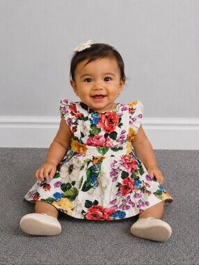 BK Floral Summer Dress Button Back Rose Front